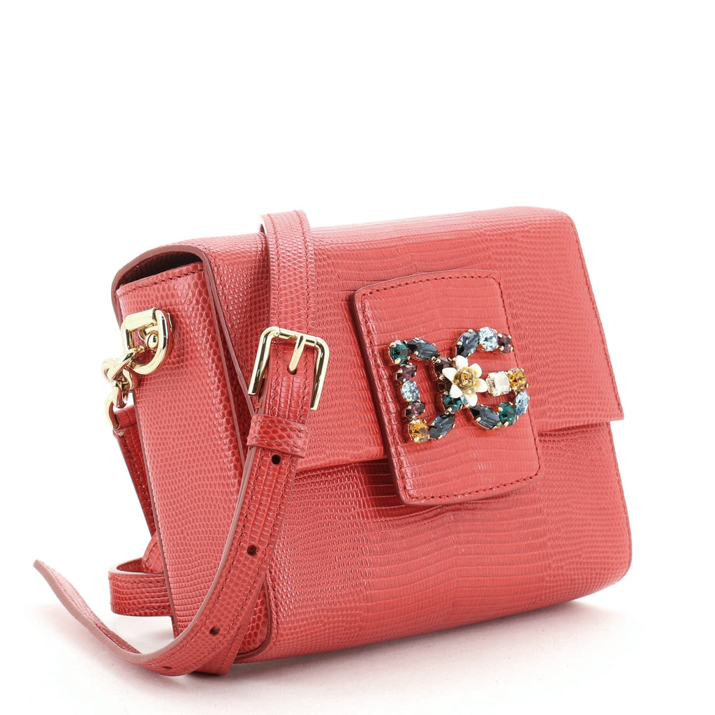 Millennials Shoulder Bag Embellished Lizard Embossed Leather Mini