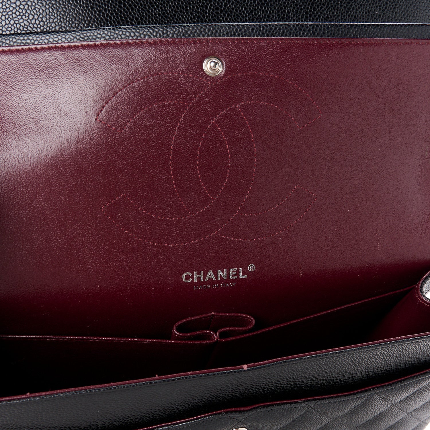 Caviar Quilted Jumbo Double Flap Black