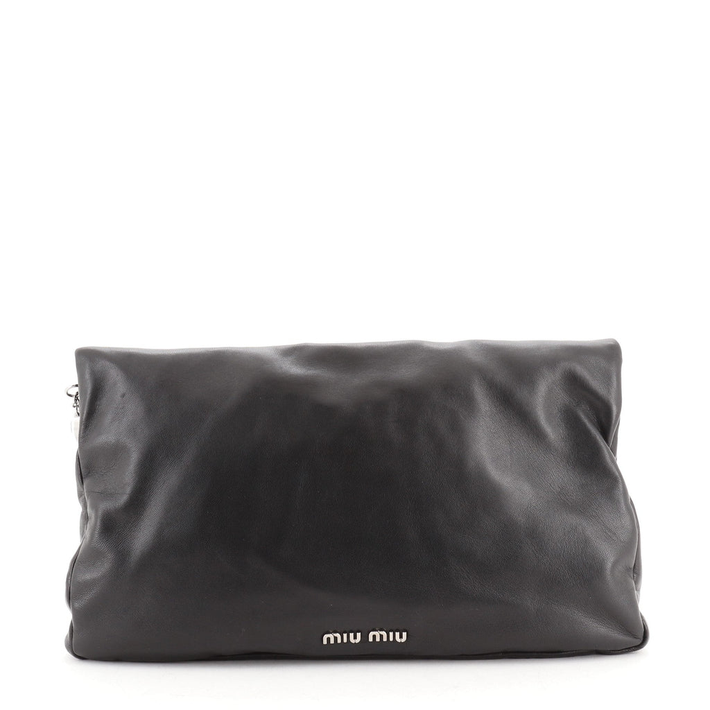 Crystal Fold Over Clutch Nappa Leather Large