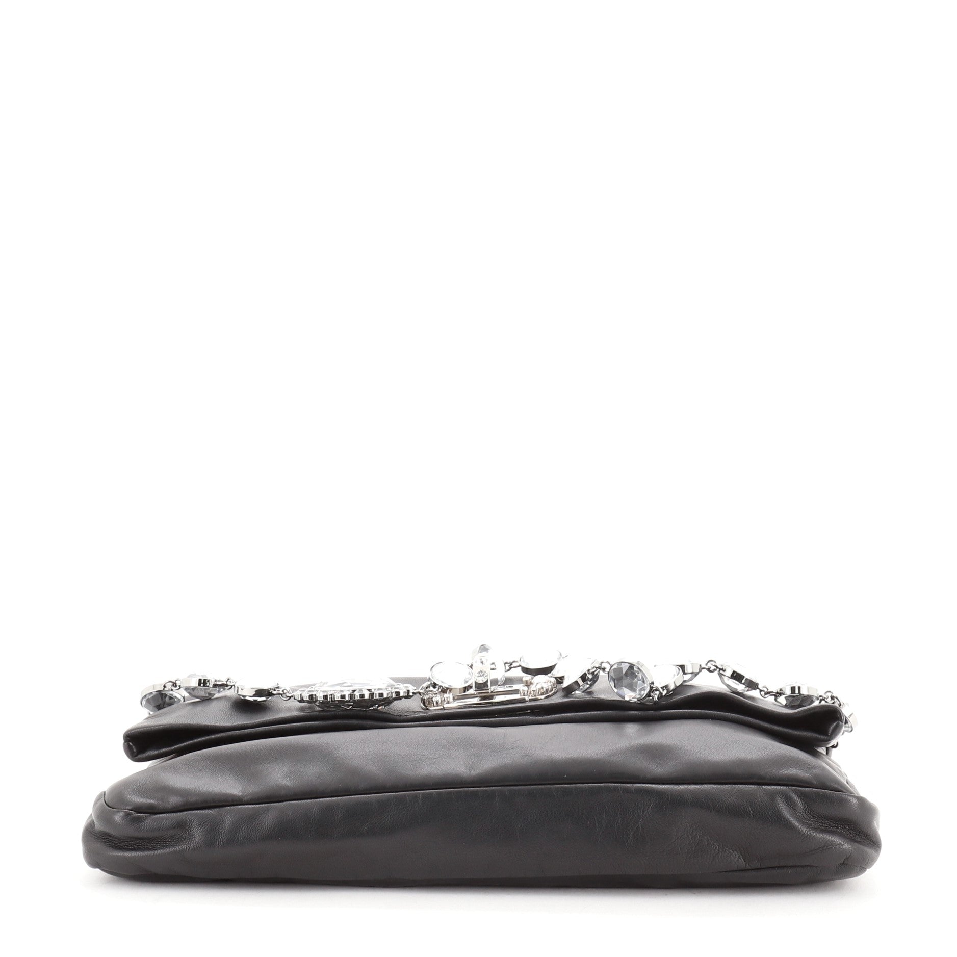 Crystal Fold Over Clutch Nappa Leather Large