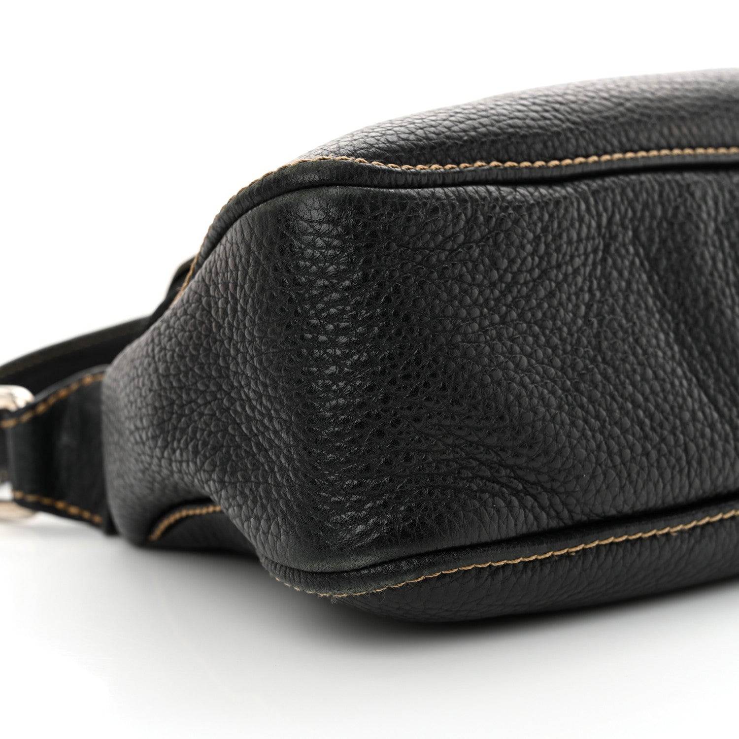 Grained Calfskin Tassel Shoulder Bag Black