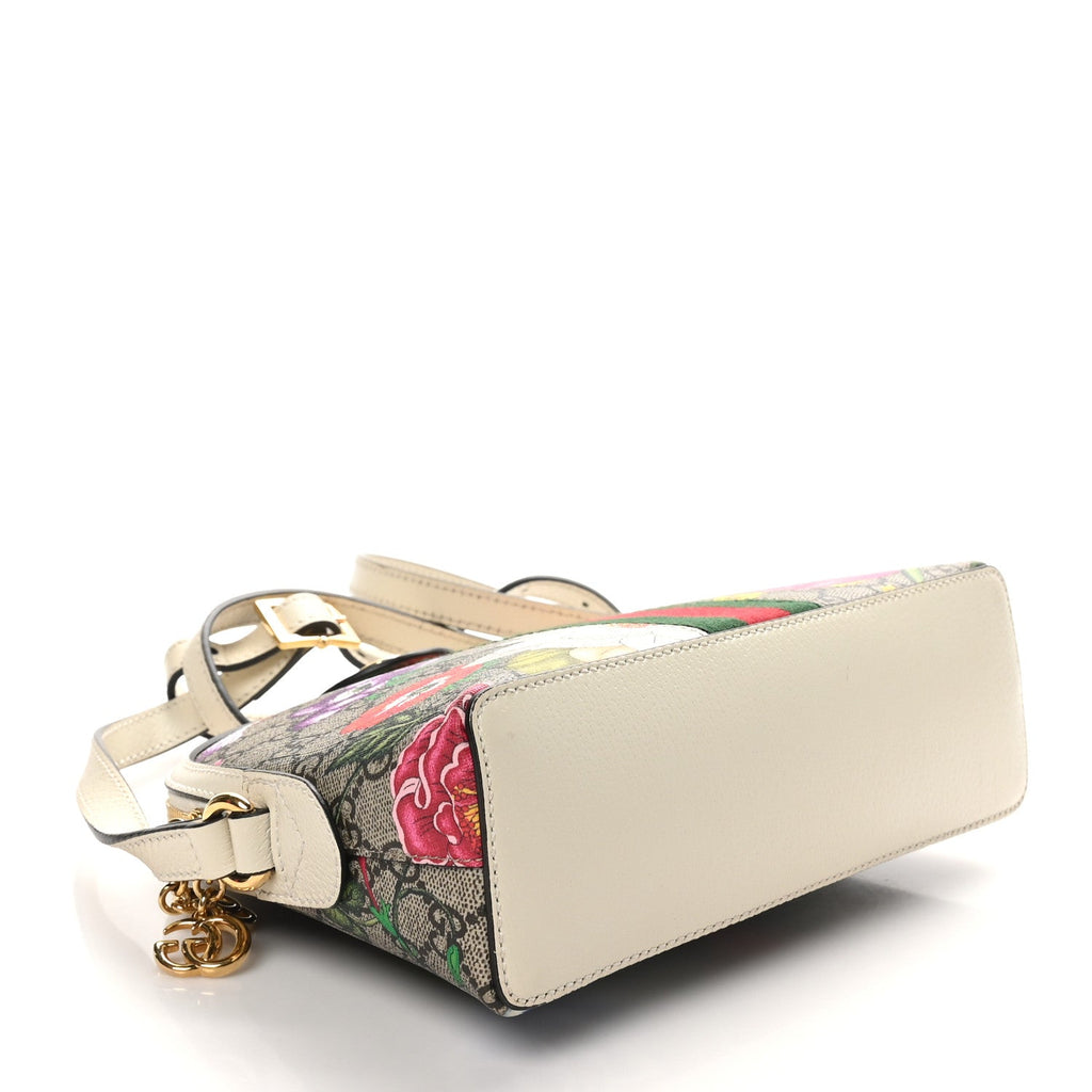 GG Supreme Monogram Flora Web GG Small Ophidia Dome Shoulder Bag White