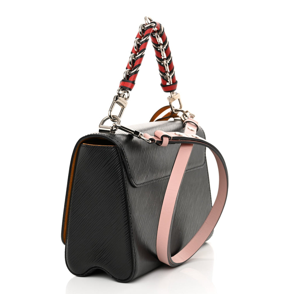 Epi Twist Braided Strap Shoulder Bag MM Black Red