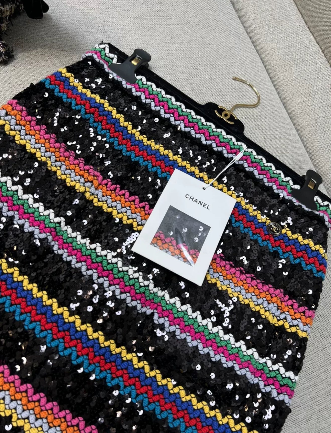 Chanel 22S Black & Multicolor Skirt