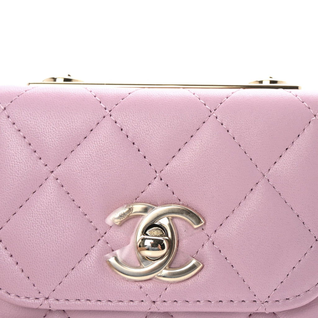 Lambskin Quilted Mini Trendy CC Clutch With Chain Pink