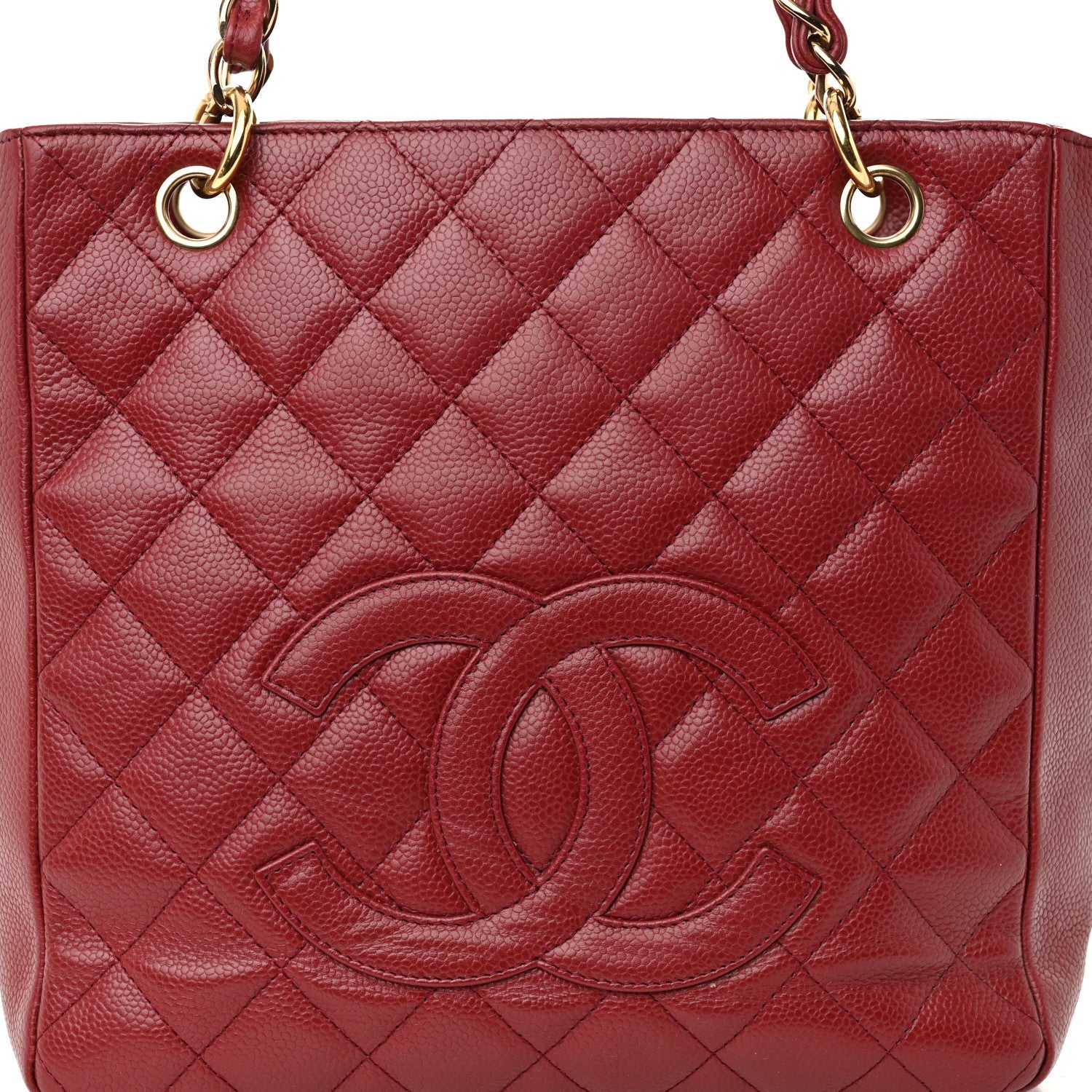 Caviar Quilted Petit Shopping Tote PST Red