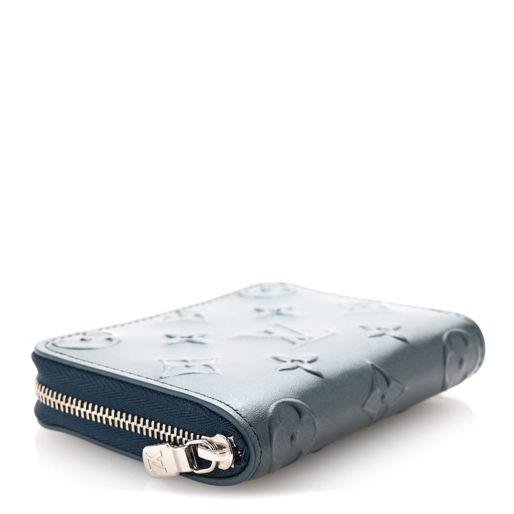 Calfskin Debossed Monogram Zippy Coin Purse Blue