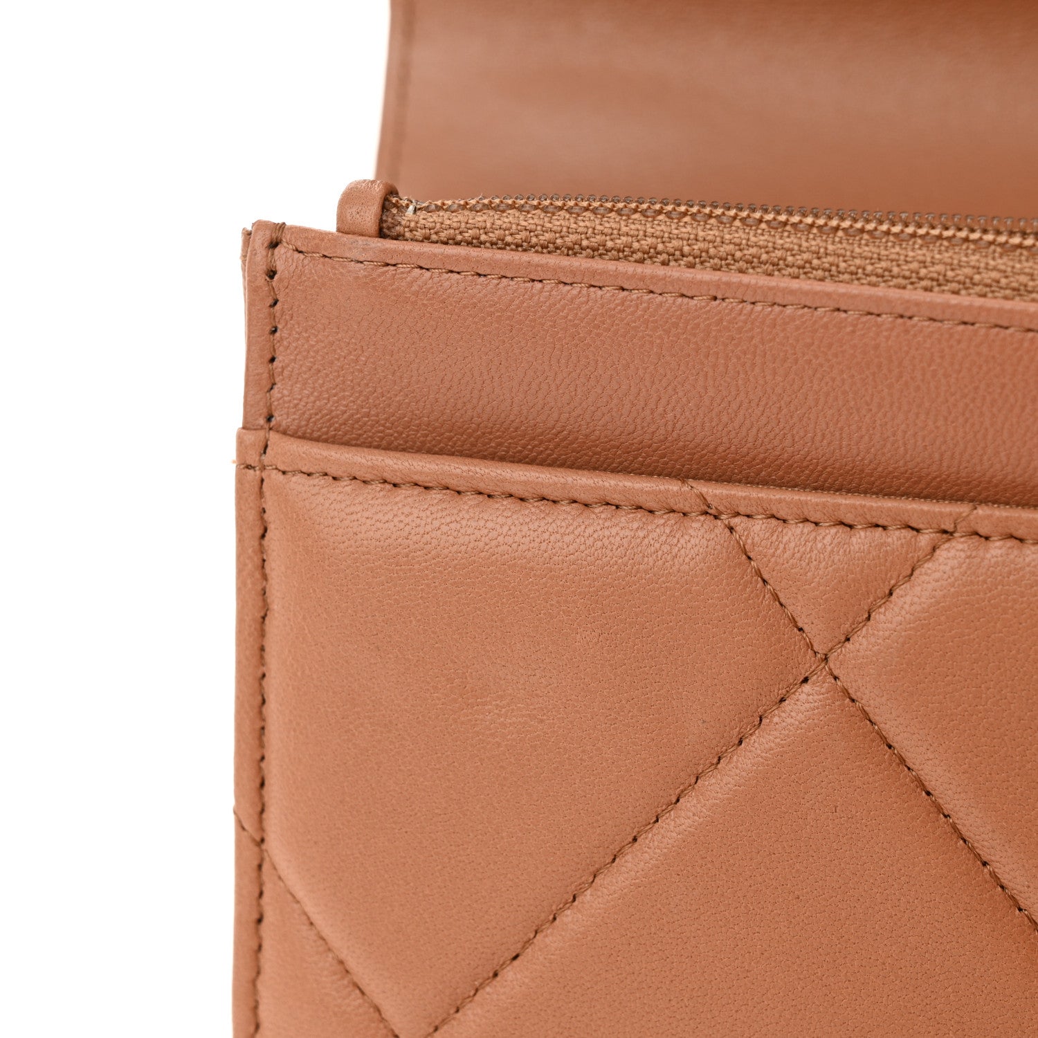 Lambskin Quilted Chanel 19 Wallet On Chain WOC Brown