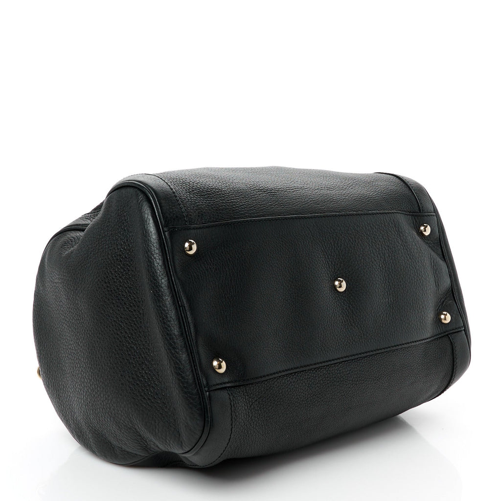 Pebbled Calfskin Medium Soho Boston Black