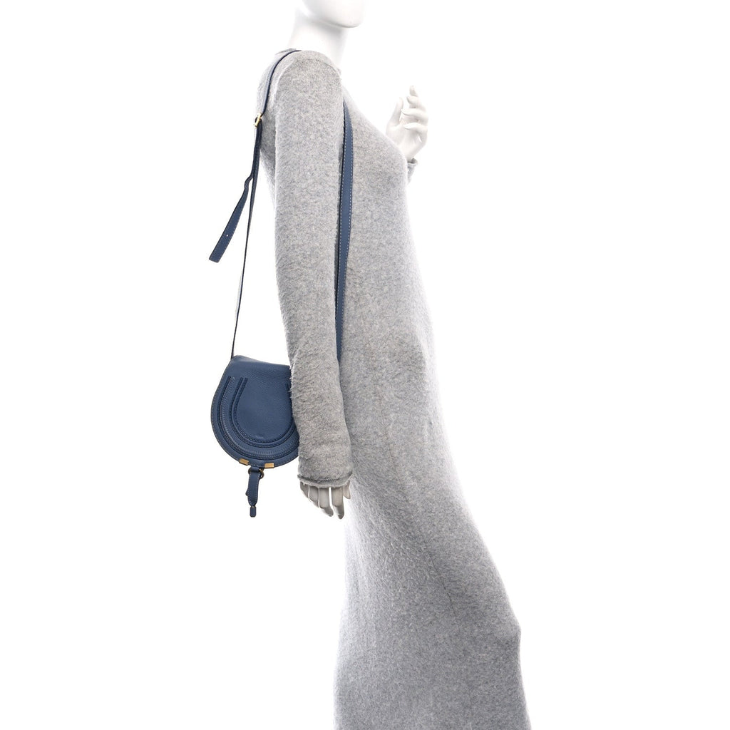 Calfskin Small Marcie Round Crossbody Bag Royal Navy