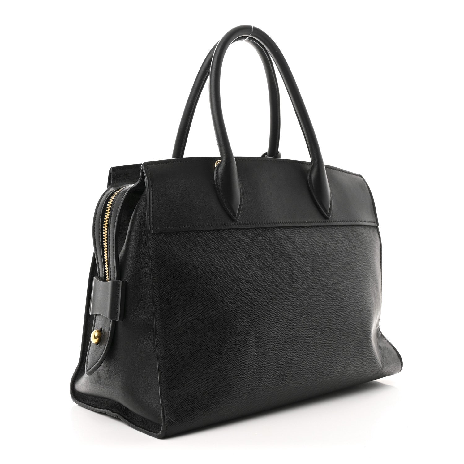 Saffiano City Calfskin Medium Esplanade Tote Black