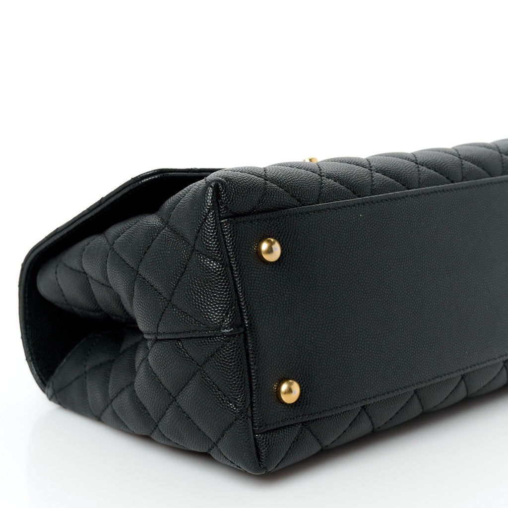 Caviar Quilted Small Coco Chain Handle Flap Black