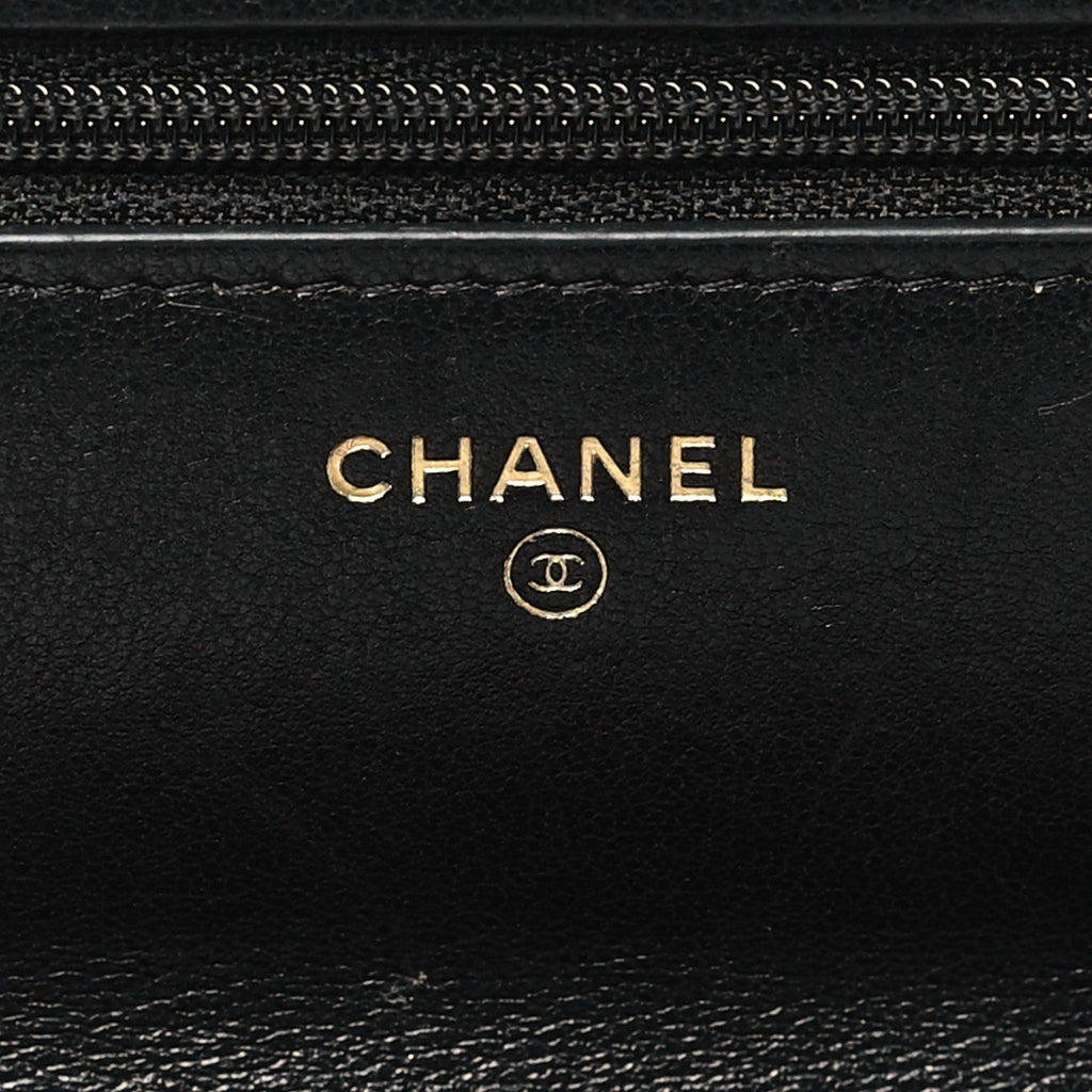 Lambskin Quilted Chanel 19 Wallet On Chain WOC Black