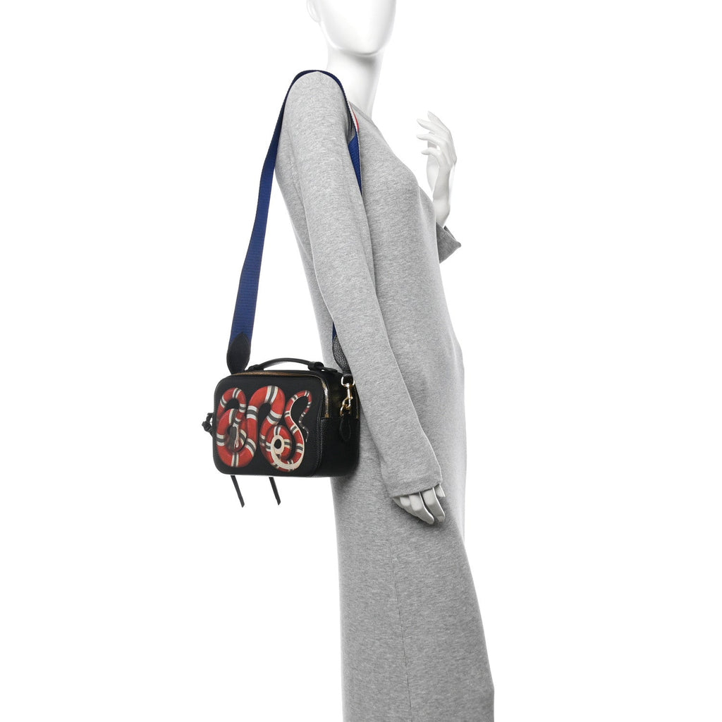 Grained Calfskin Sylvie Web Kingsnake Small Camera Bag Black Multicolor