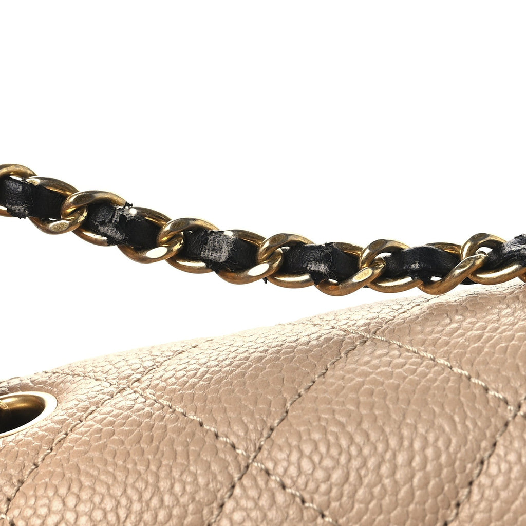 Caviar Quilted Small CC Filigree Flap Beige Black