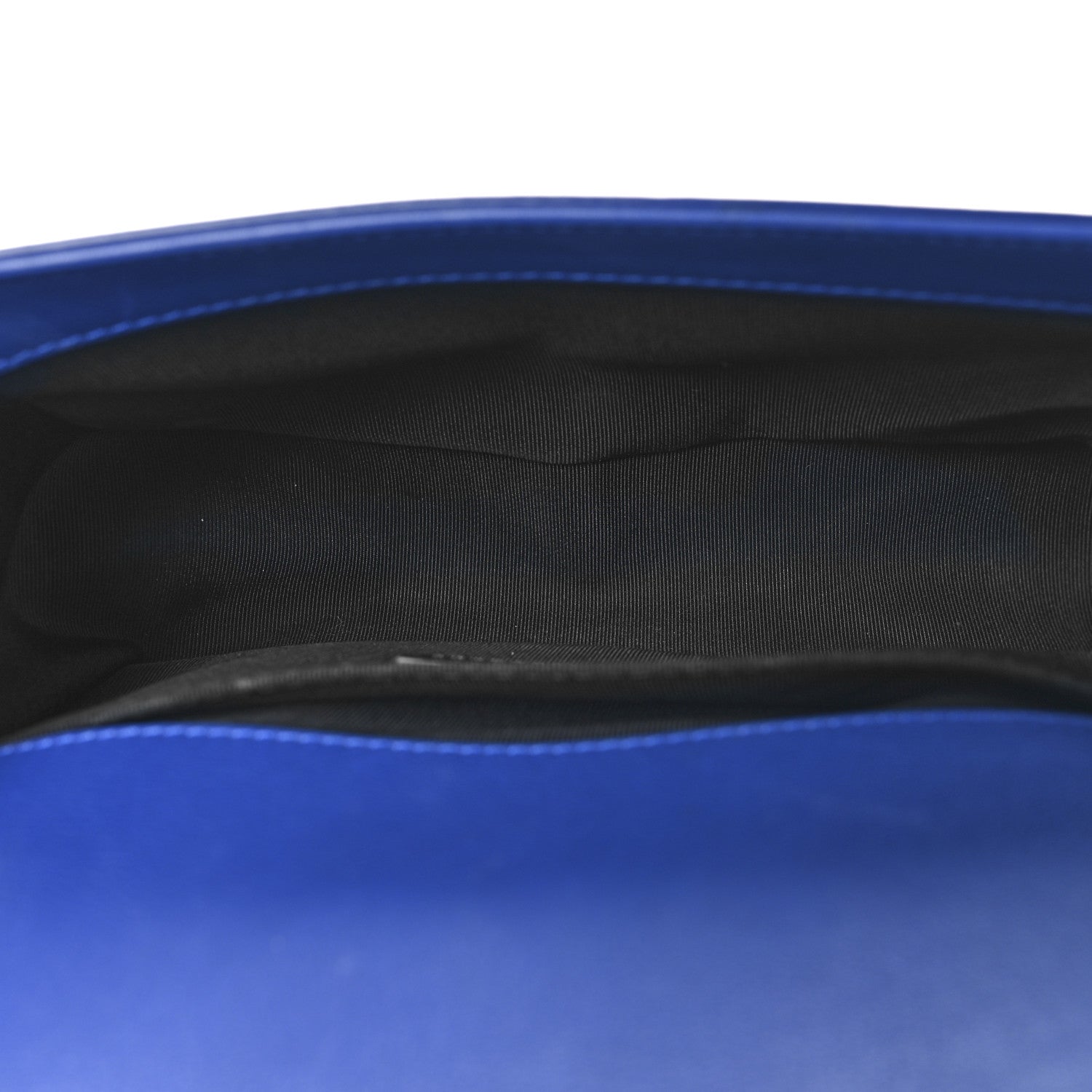 Patent Calfskin Quilted Small Plexiglass Boy Flap Blue