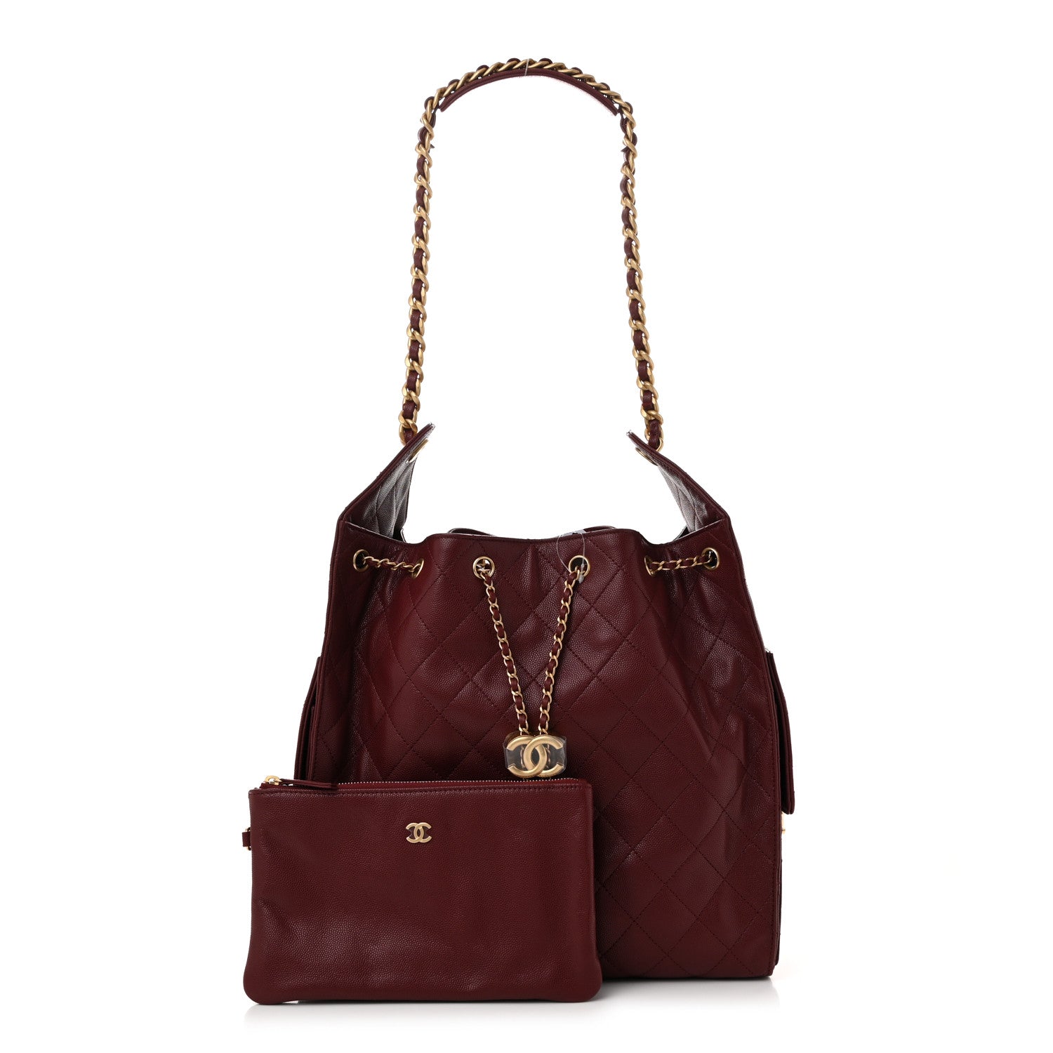 Caviar Quilted Medium Chanel 25 Handbag Burgundy