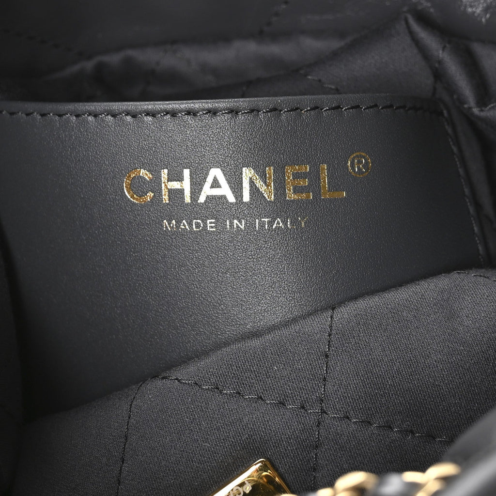 Shiny Calfskin Quilted Mini Chanel 22 Dark Grey