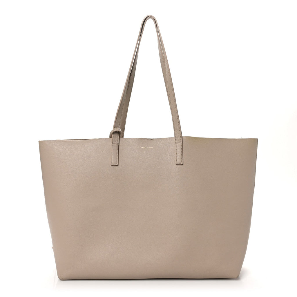 Grained Calfskin Bold East West Shopping Tote Light Natural