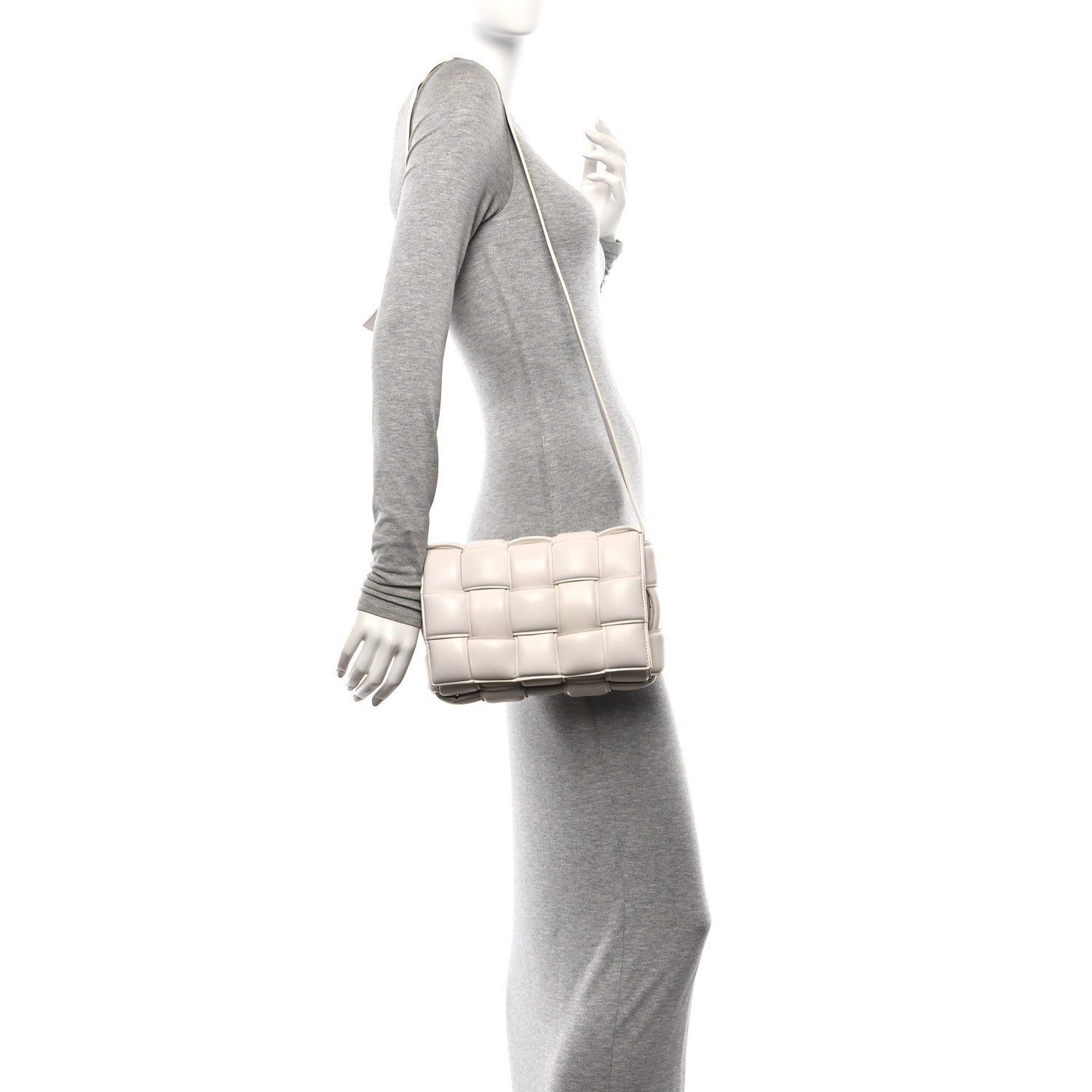 Nappa Maxi Intreccio Padded Cassette Crossbody Bag Chalk
