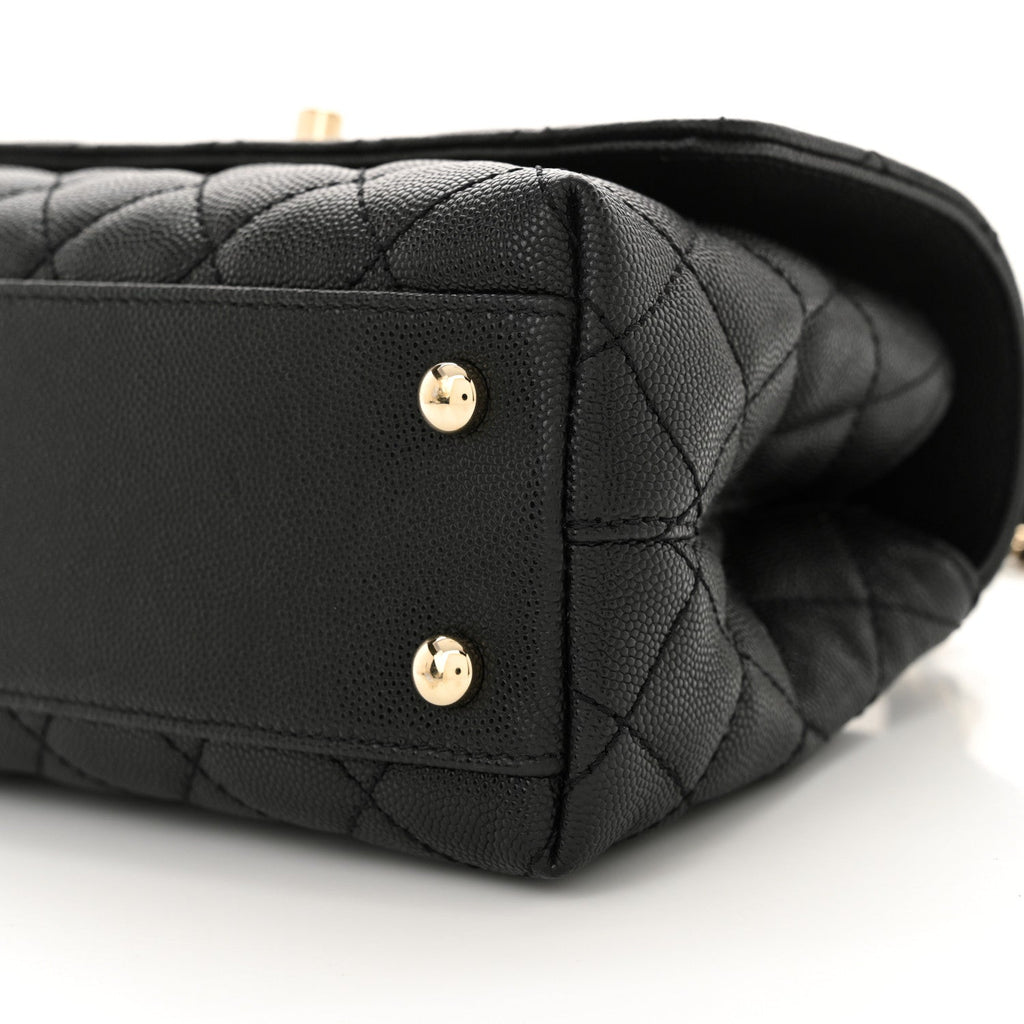 Caviar Quilted Mini Coco Handle Flap Black
