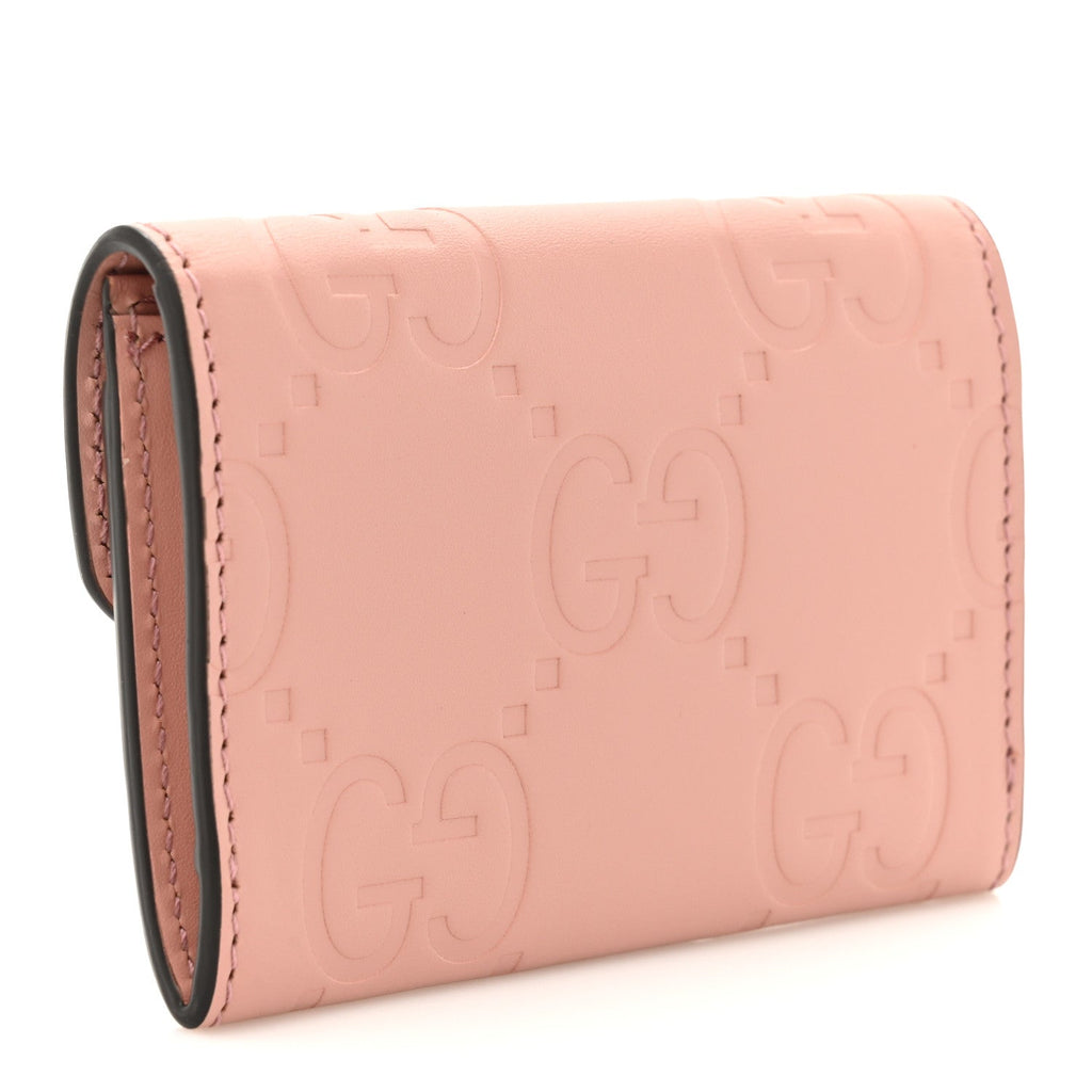 Calfskin Jumbo GG Embossed Snap Wallet Soft Pink