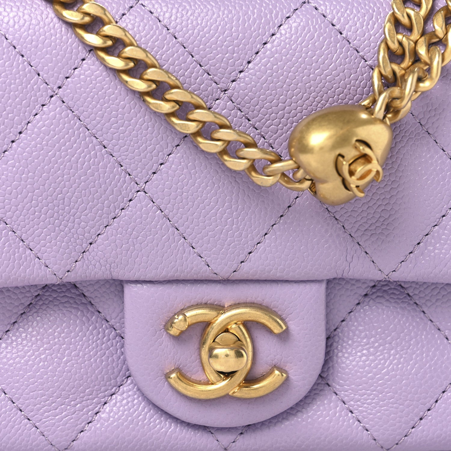 Caviar Quilted Mini Rectangular Sweetheart Flap Light Purple