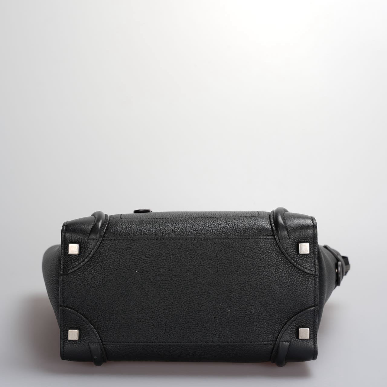 CELINE Micro Luggage Leather Handbag in Black
