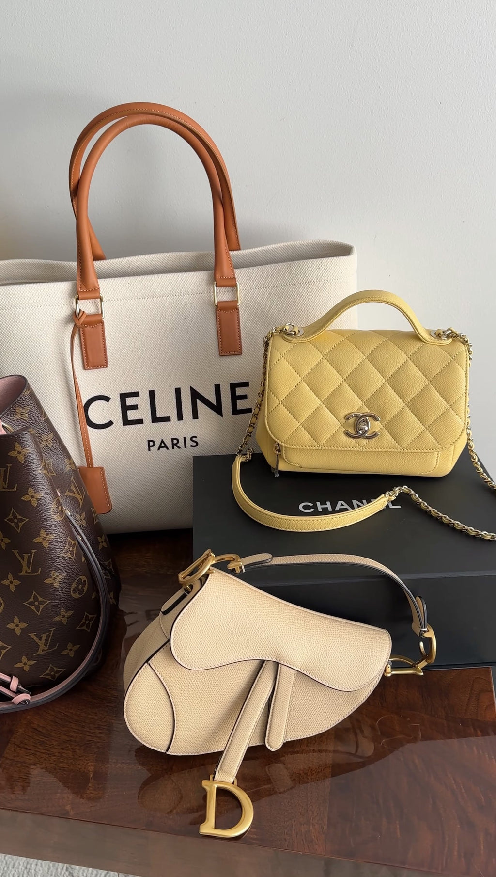 Chanel Yellow Caviar Quilted Small / Mini Business Affinity Flap Clutch Bag