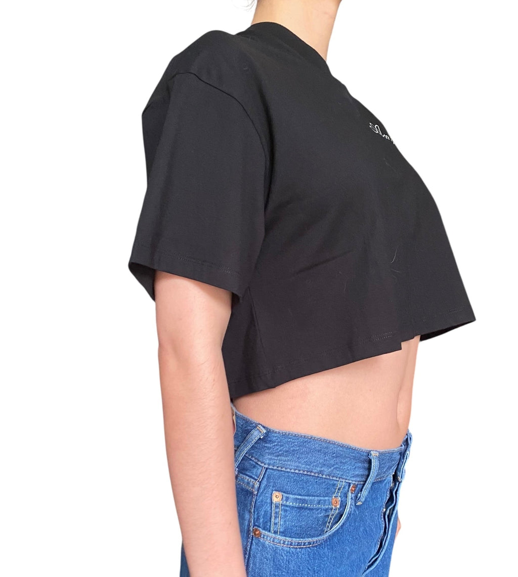 Amiri Black Champagne Cropped Logo Tee - S