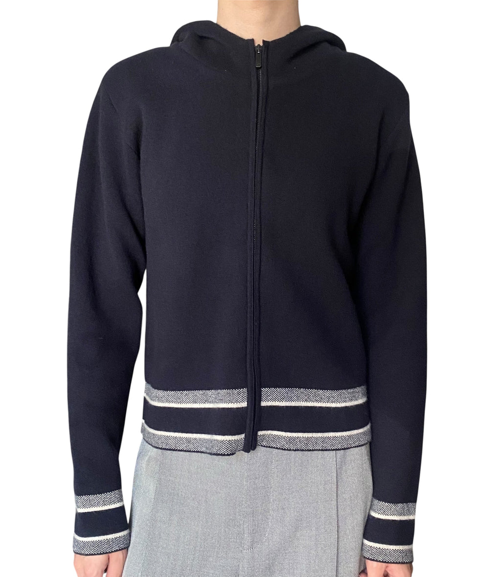 Christian Dior Navy Cashmere Logo Hoodie - US 4