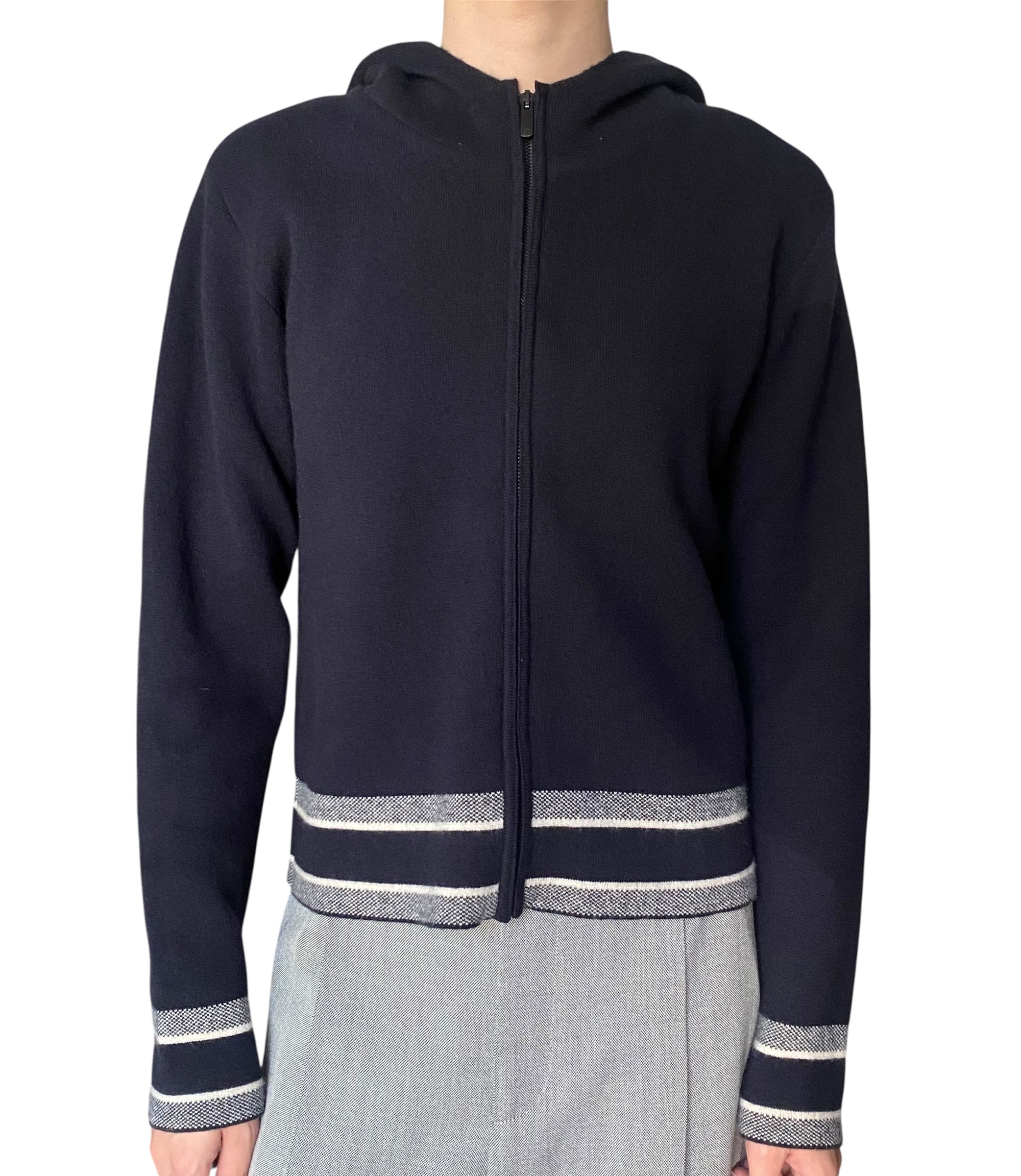 Christian Dior Navy Cashmere Logo Hoodie - US 4