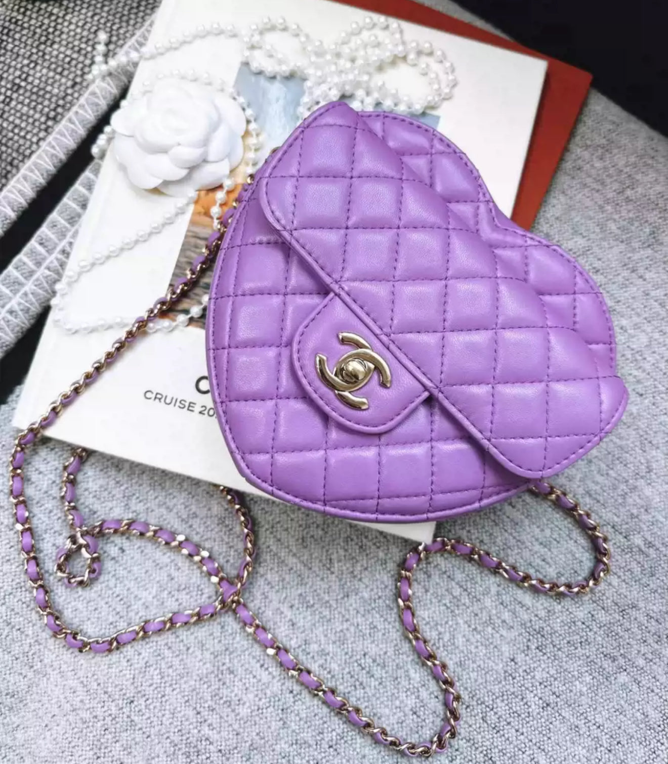 Chanel 22S Purple Heart Bag large