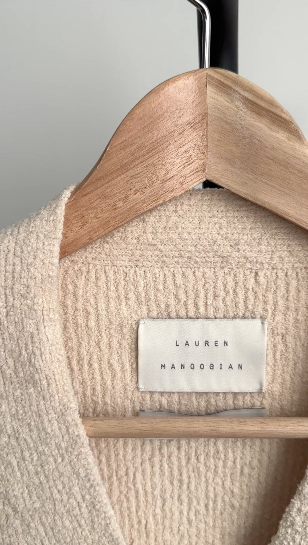 Lauren Manoogian Ivory Beige Brushed Knit igan Sweater - S/M
