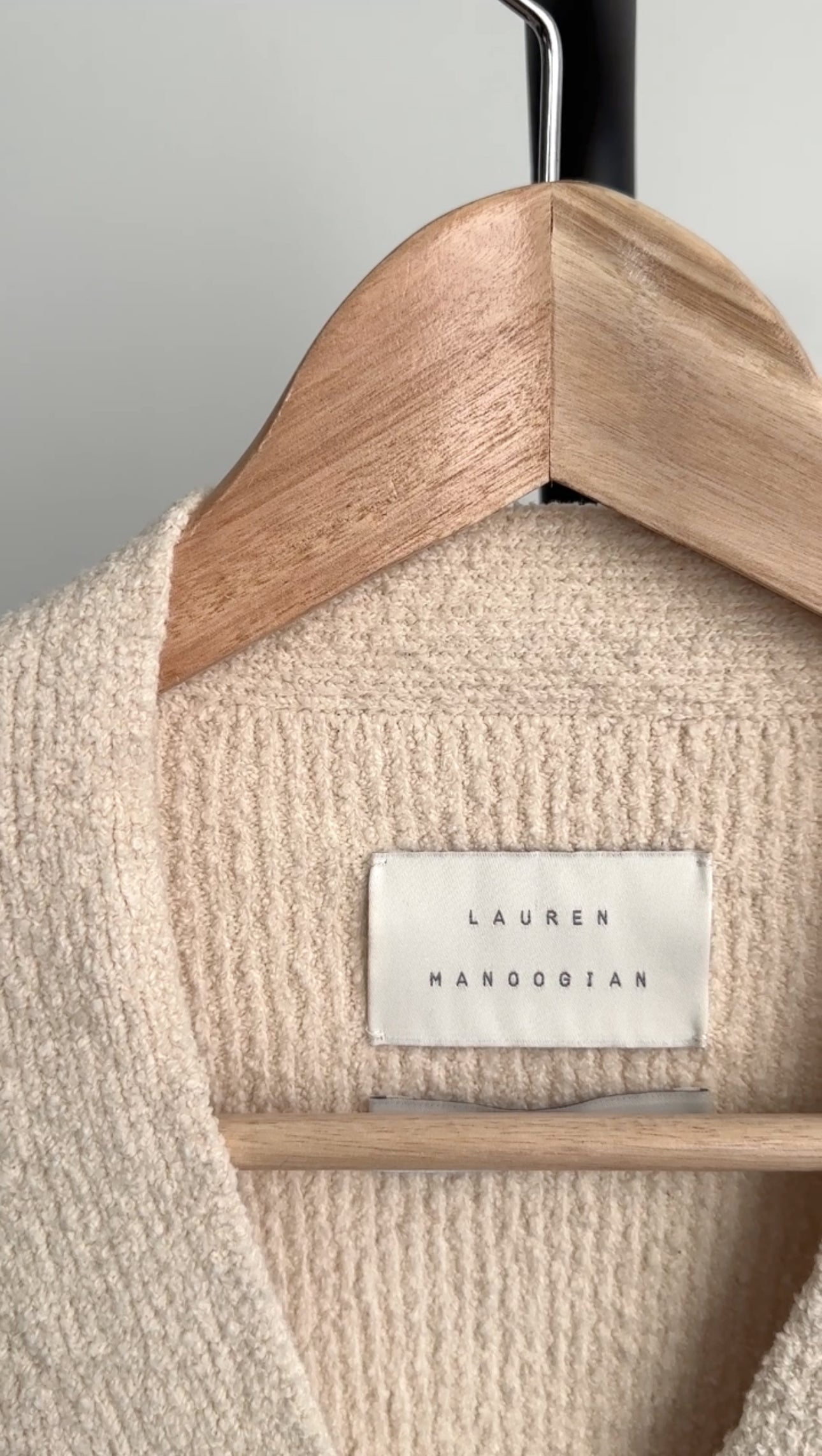 Lauren Manoogian Ivory Beige Brushed Knit igan Sweater - S/M