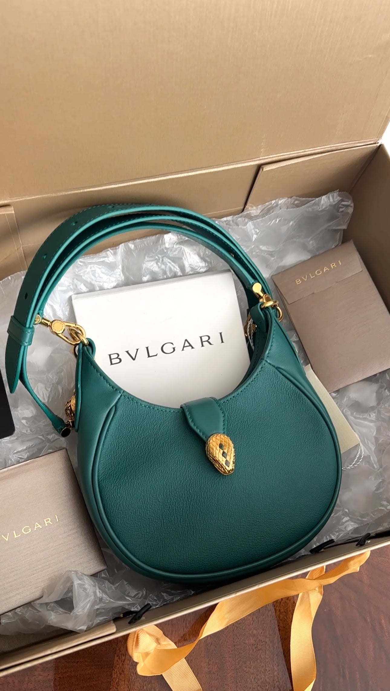 Bvlgari Serpenti Forever Emerald Green Ellipse Hobo Bag