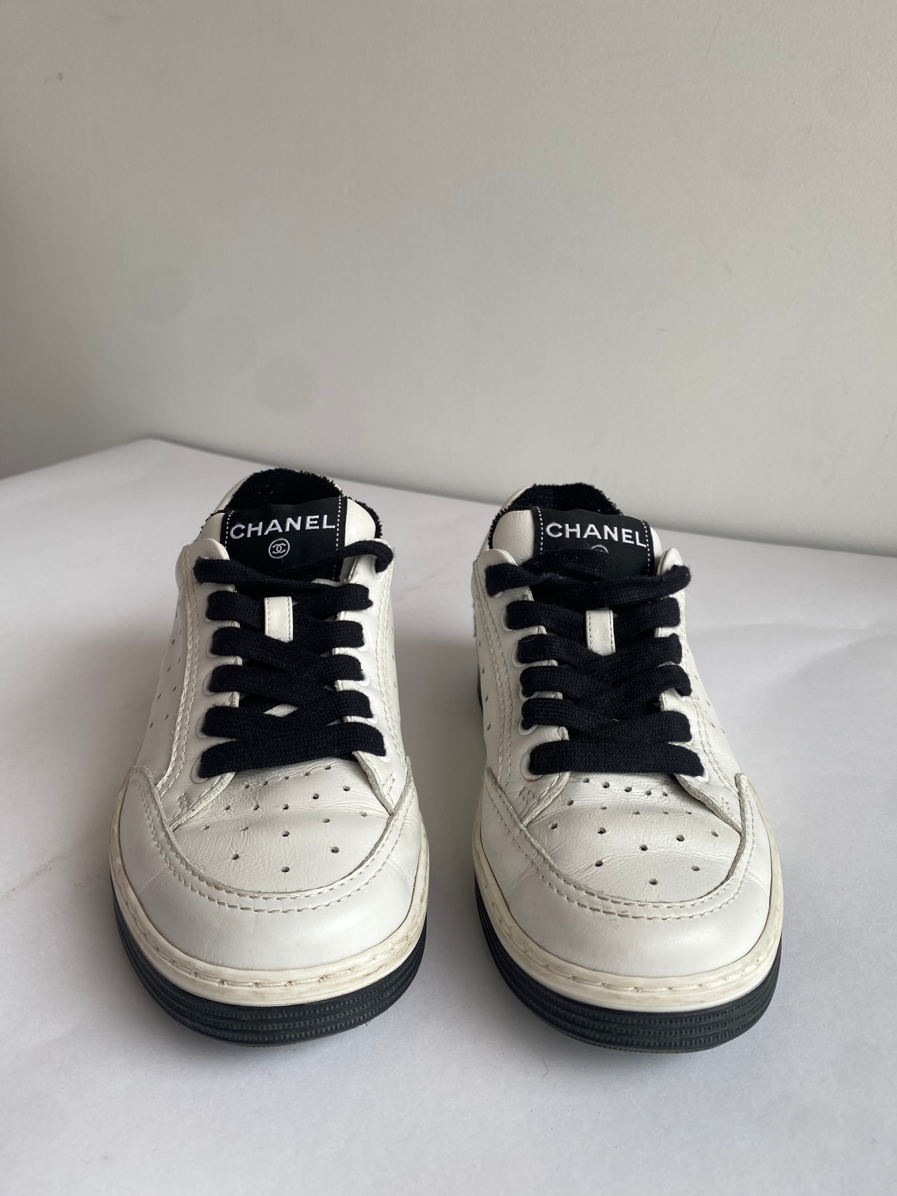 Chanel White Logo Sneaker - 35.5