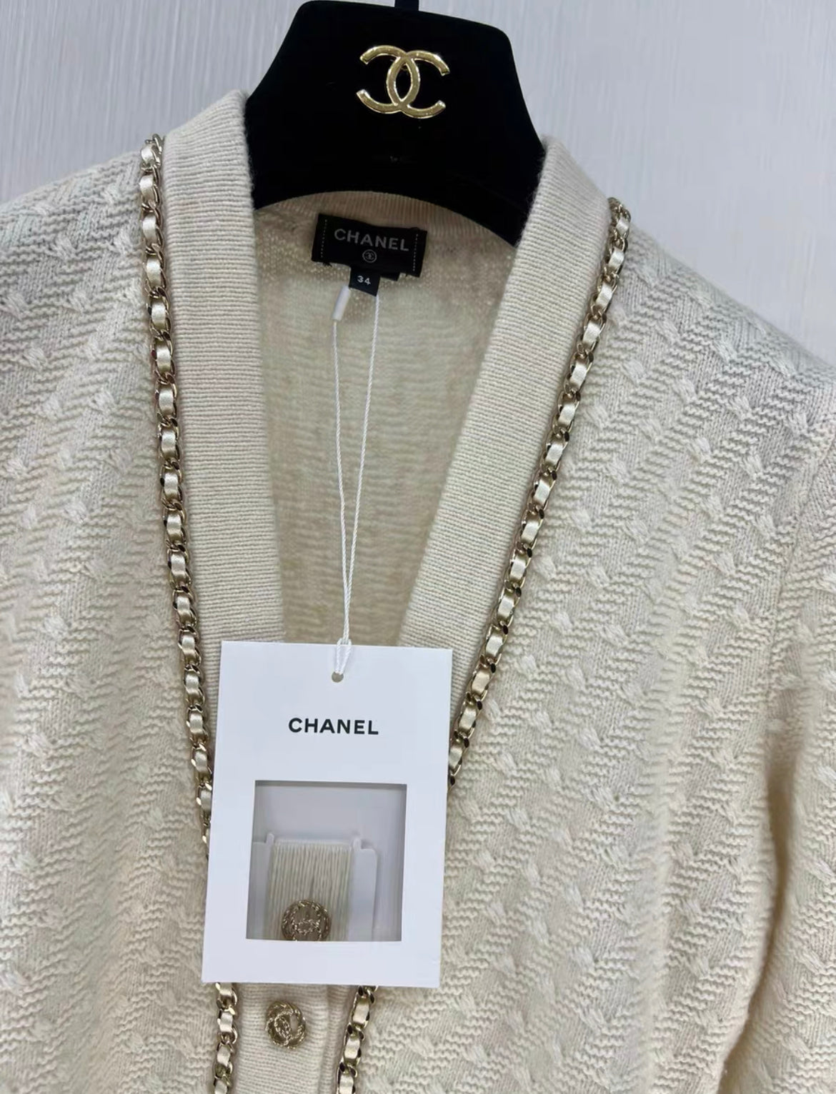CHANEL 23B CHAIN EMBELLISHED I DRESS size 34
