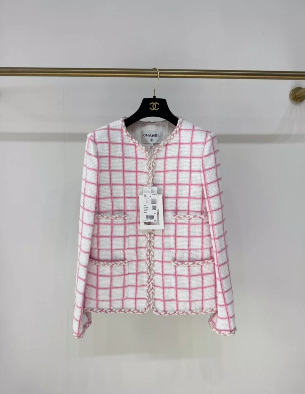 Chanel 23C pink and white jacket