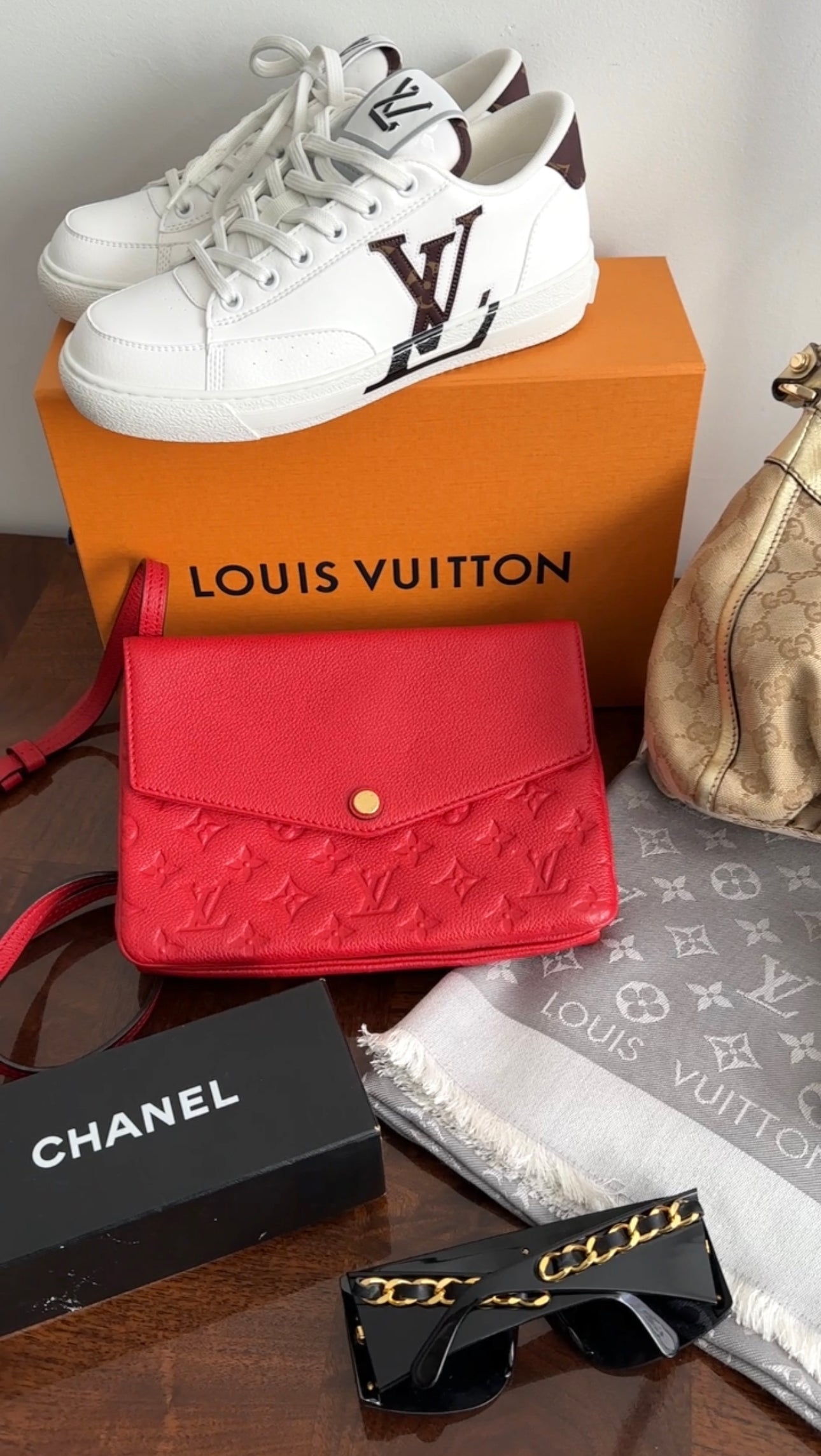 Louis Vuitton Red Empreinte Leather Twice Crossbody Bag