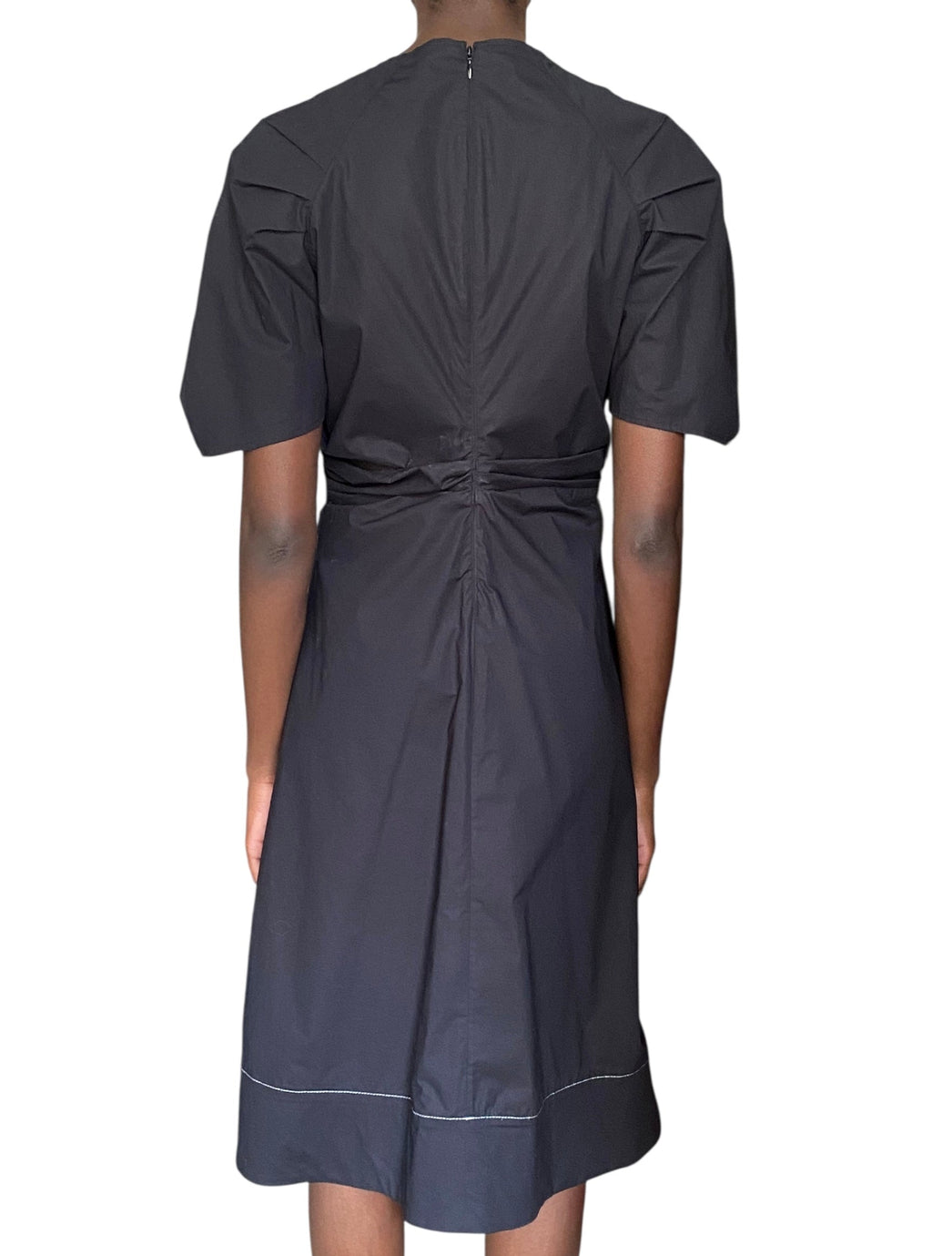 Proenza Schouler Black Cotton Rouched Midi Dress - US 10