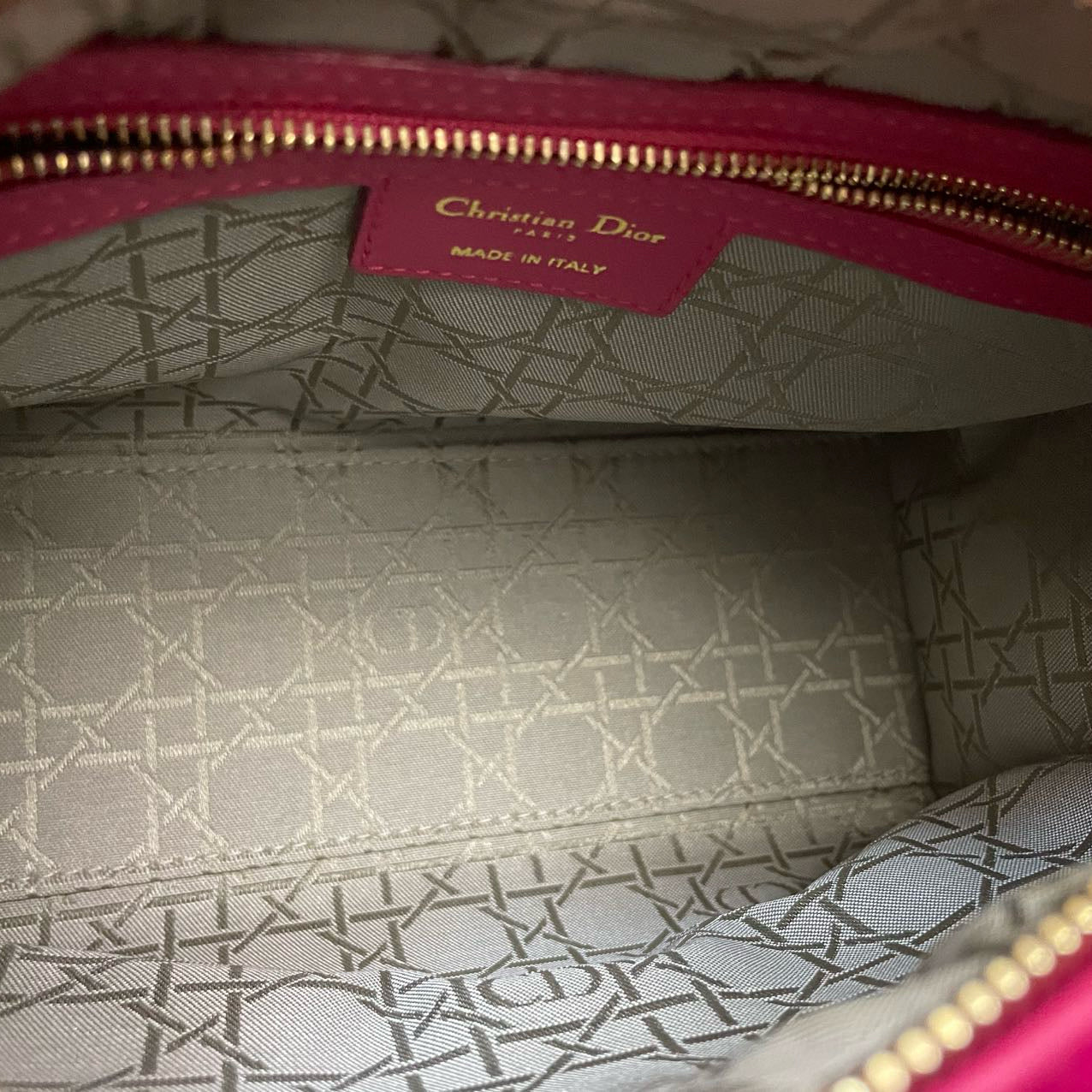 Christian Dior Pink Lady Dior in Cannage Lambskin Leather with Gold Hardware Medium