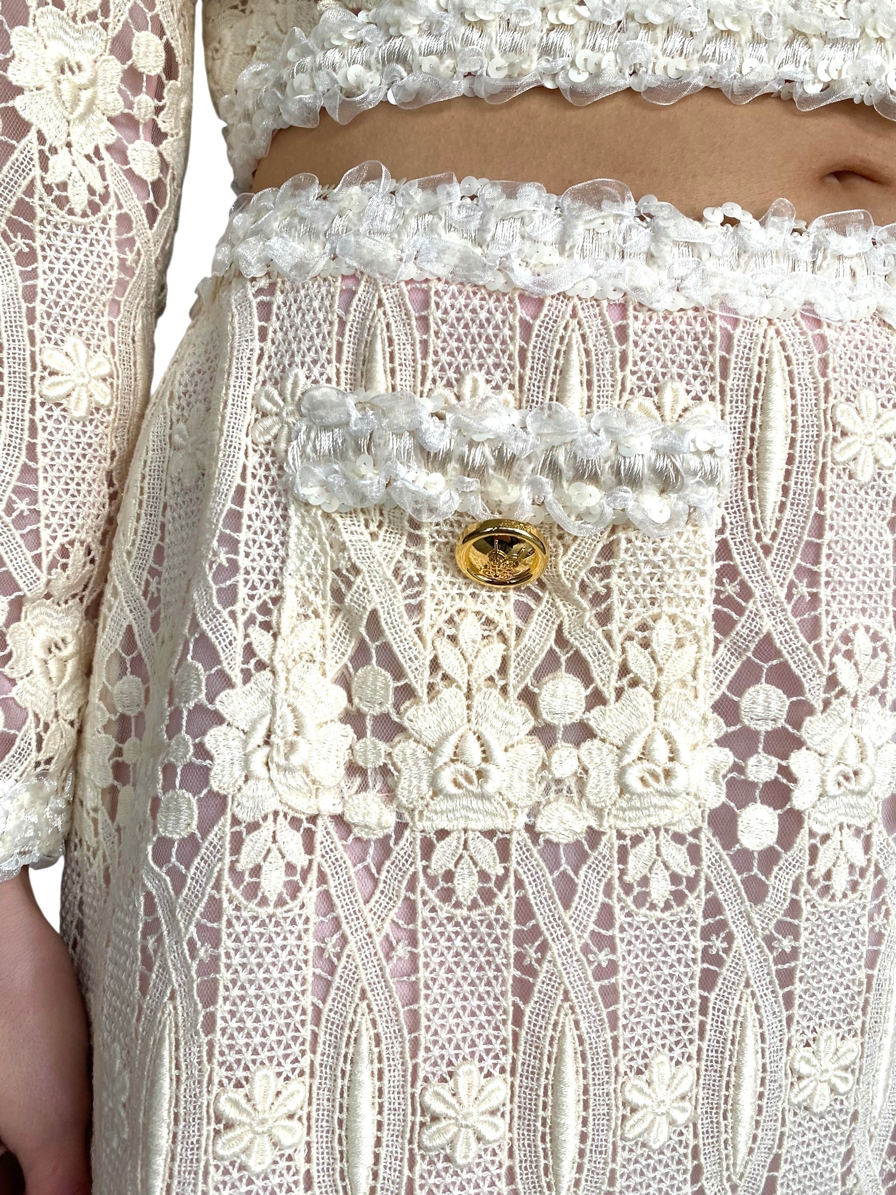 Giambattista Valli Ivory Lace 2-piece Skirt Set - IT 44 / US 8