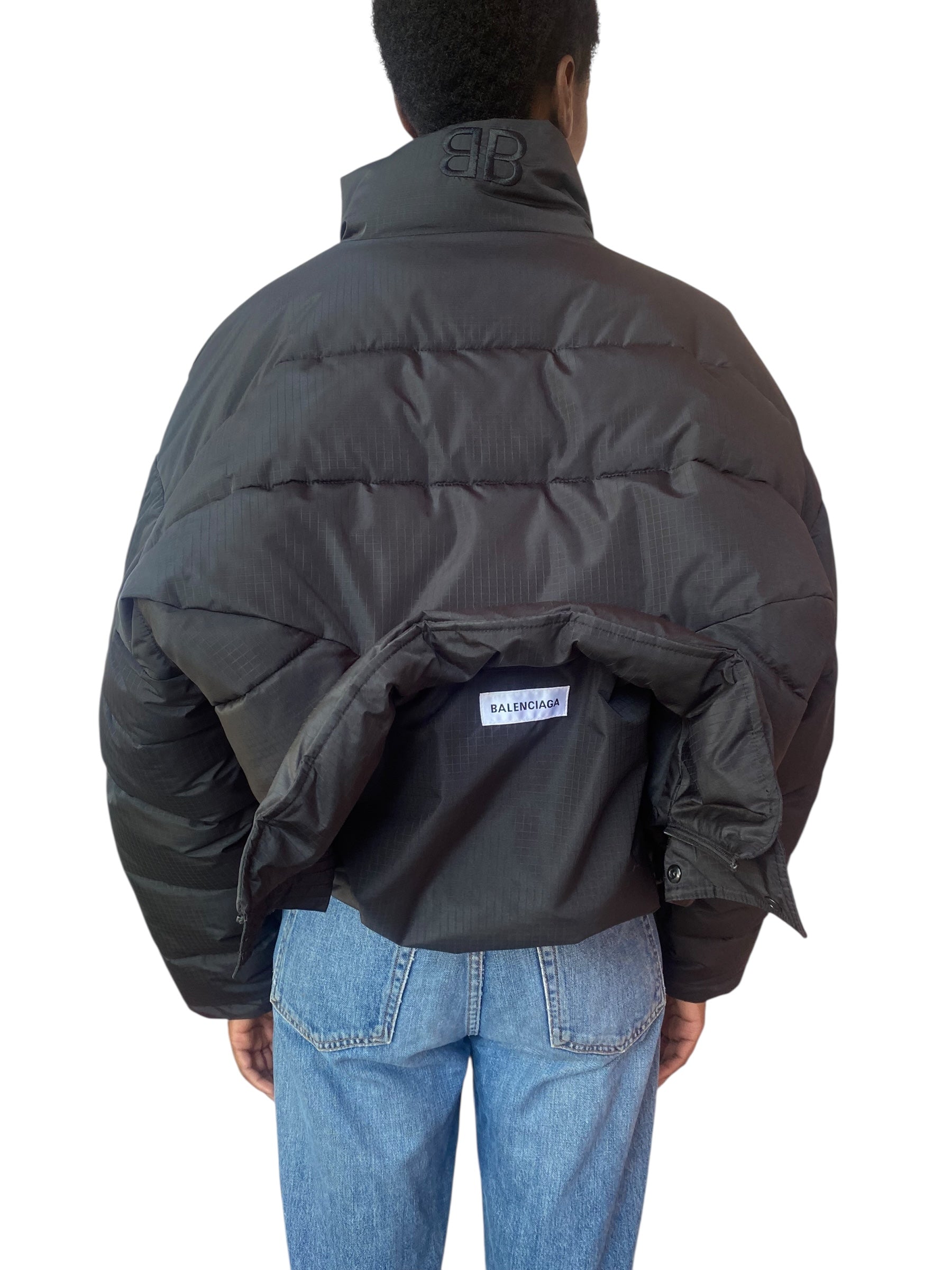 Balenciaga Black Upside Down Puffer Jacket - 34 / US 4