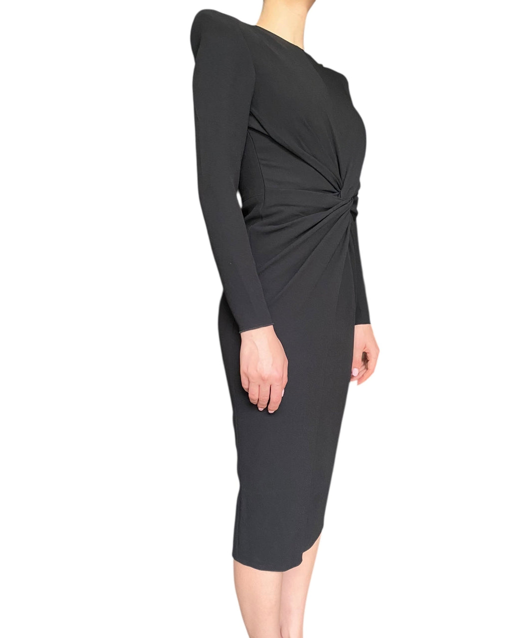 Alex Perry Black Knot Midi Dress - US 8
