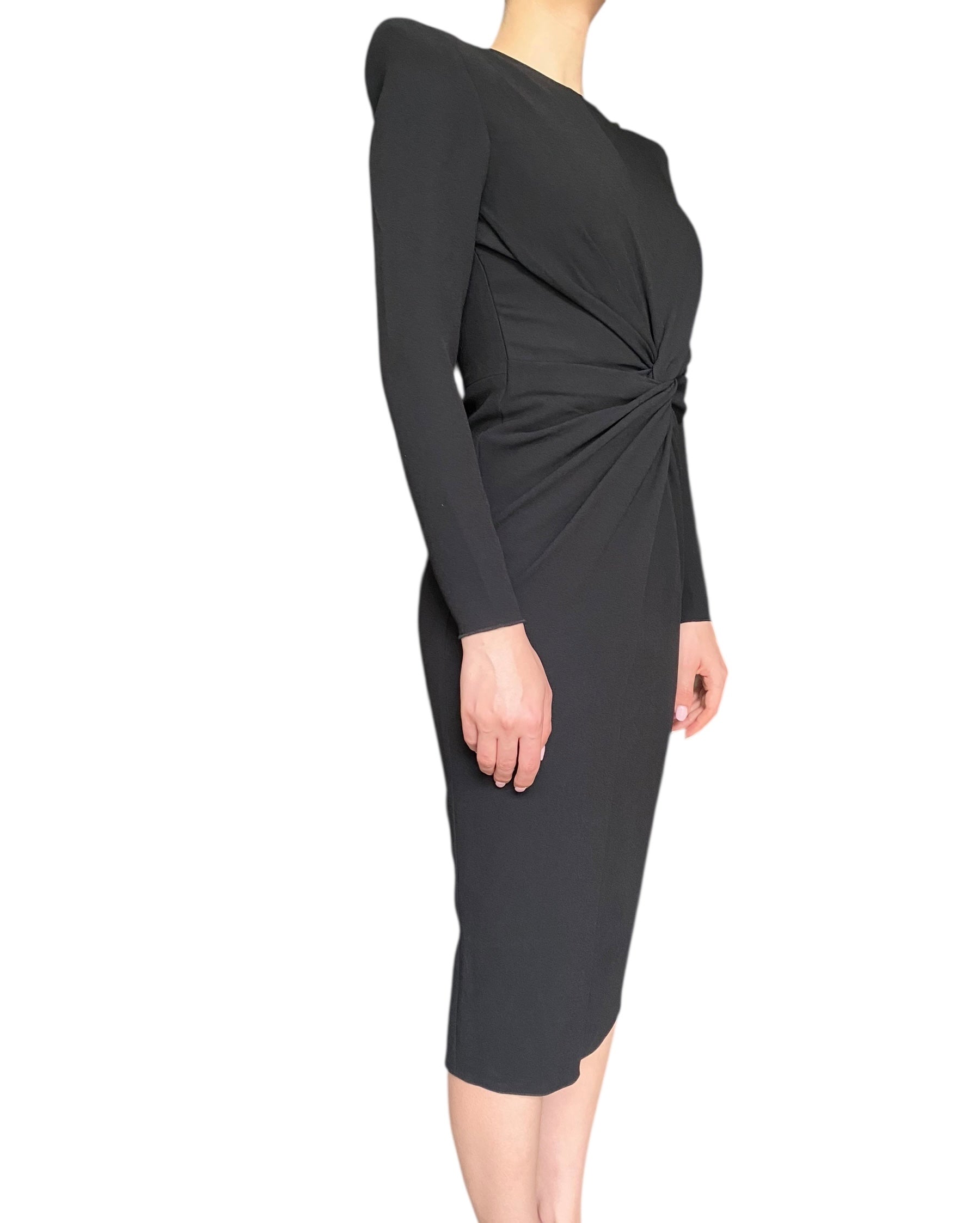 Alex Perry Black Knot Midi Dress - US 8