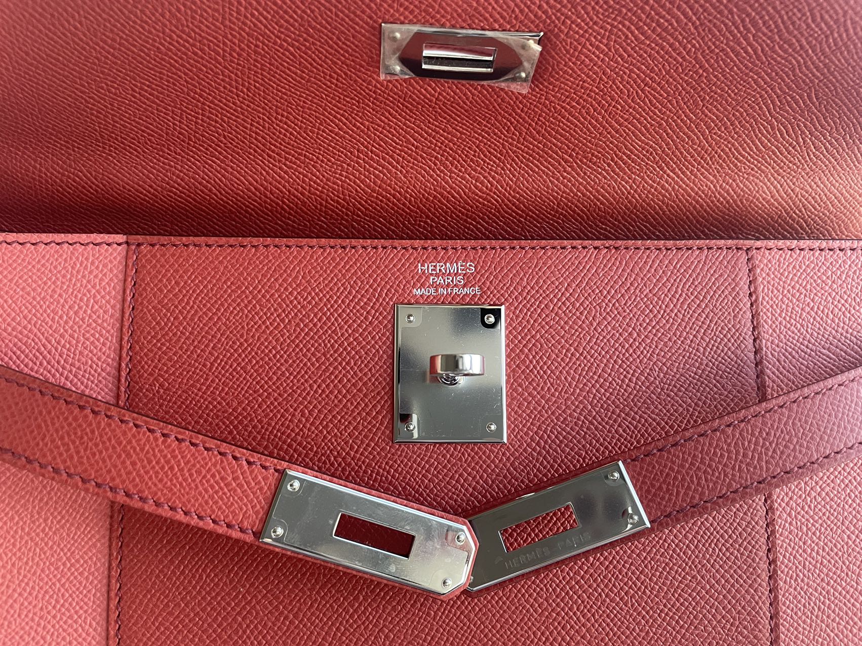 Hermes Kelly 32cm Bag Sellier Flag in Flamingo and Coral Epsom Leather with Palladium Hardware