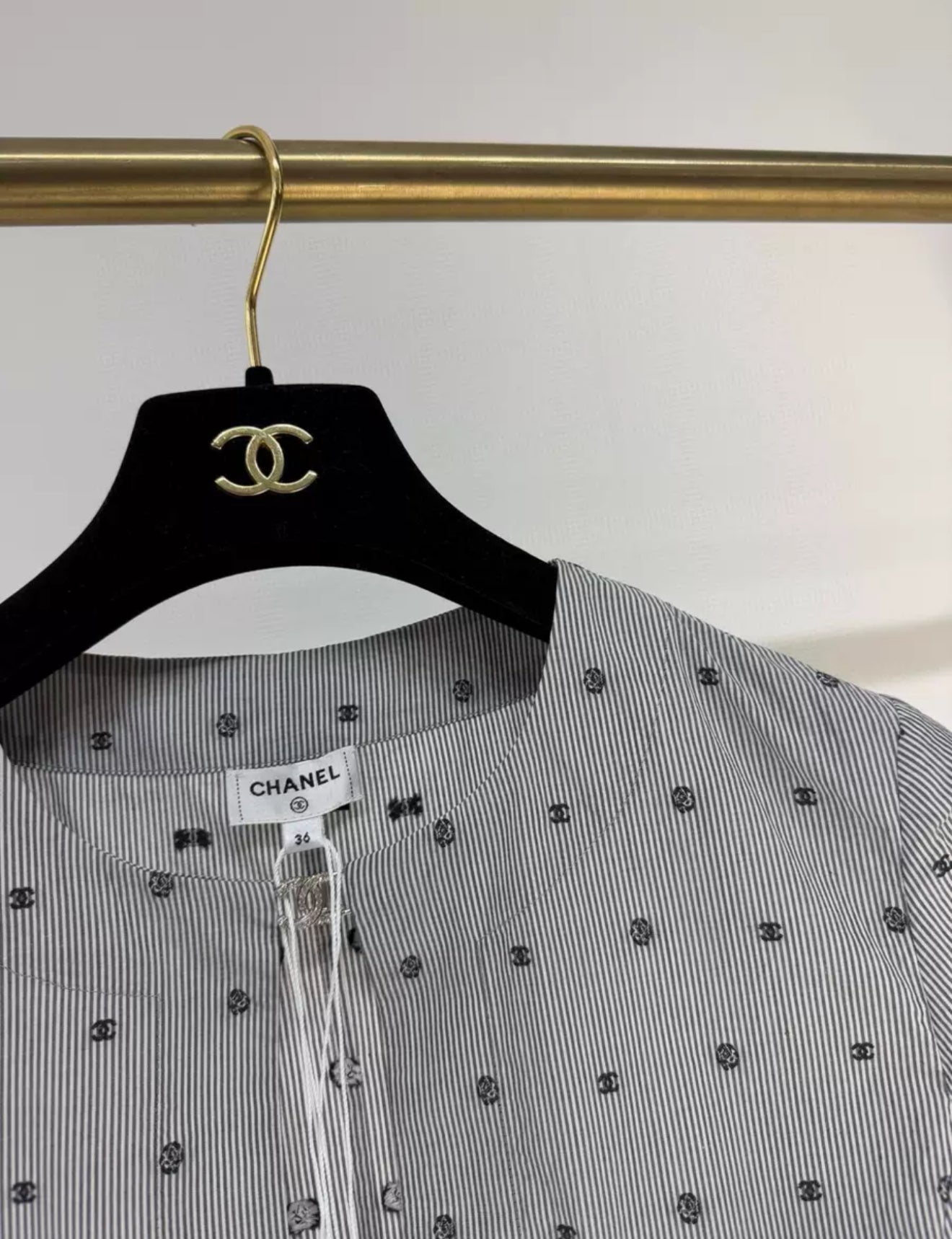 Chanel 24P striped polka dot shirt