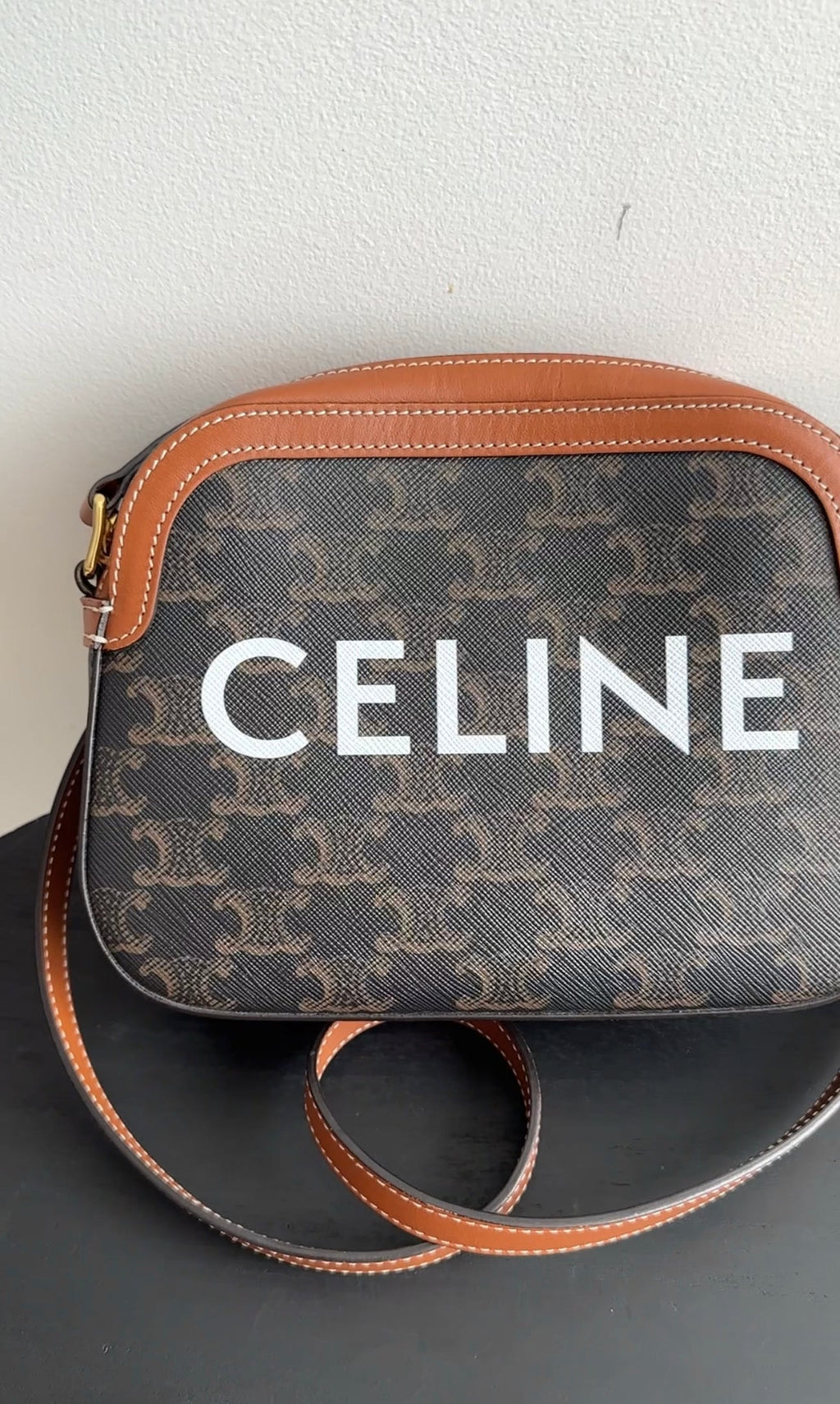 Celine Triomphe Small Coated Canvas Logo Crossbody Bag
