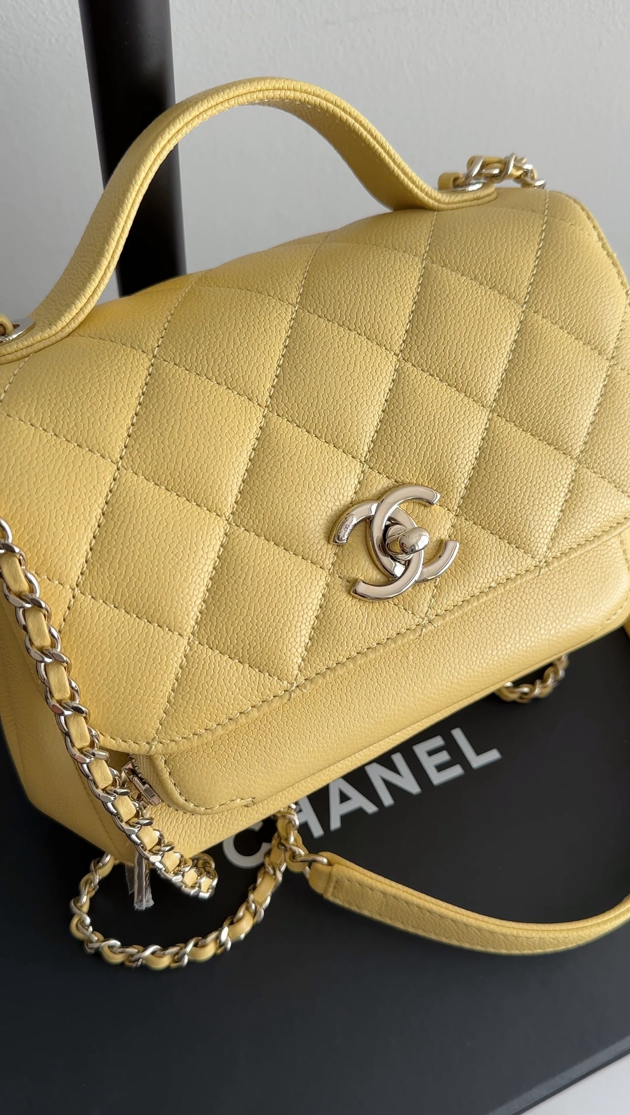 Chanel Yellow Caviar Quilted Small / Mini Business Affinity Flap Clutch Bag